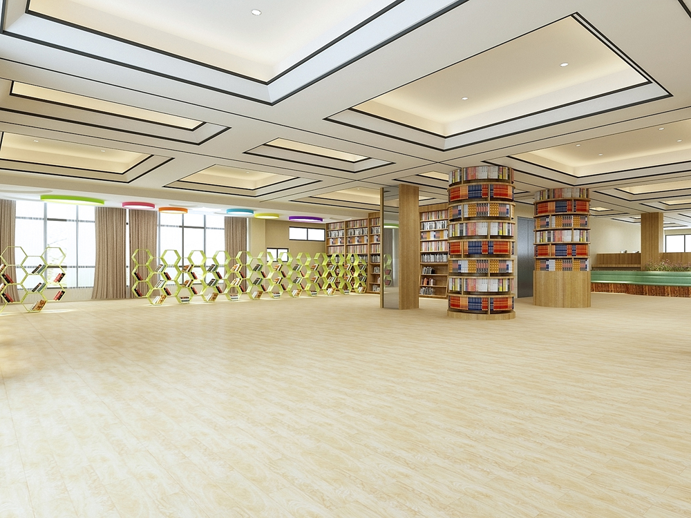 合肥45中内部图书馆装修设计案例(图2)